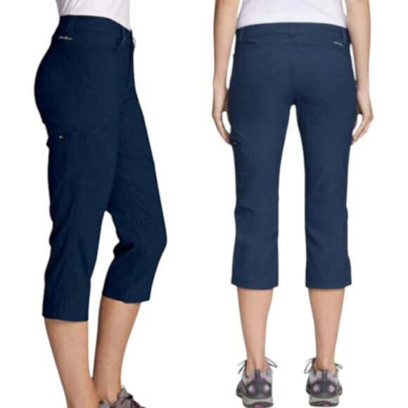 Eddie Bauer Navy Blue Rainier Capris Cinch Option at Knee - Hiking - 12 - Picture 1 of 9